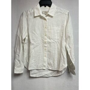 Loft Linen petites‎ white long sleeve button up shirt women's XXSP